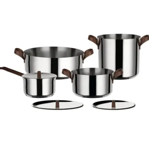 Alessi Edo kastrullset, 4 kastruller med 3 lock