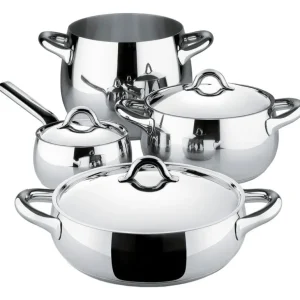 Alessi Mami kastrullset, 4 kastruller med 3 lock