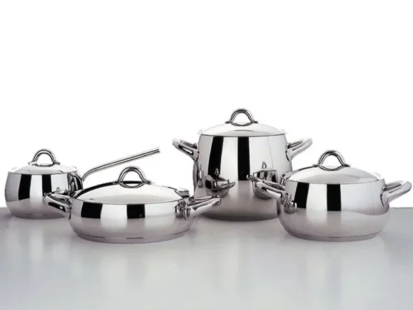 Alessi Mami kastrullset, 4 kastruller med 3 lock