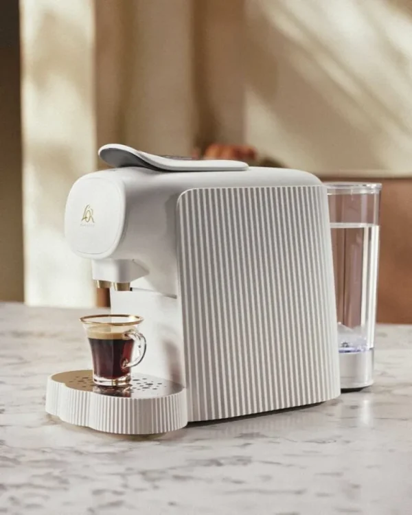 Alessi Plissé L'Or Barista från kapselmaskin, vit