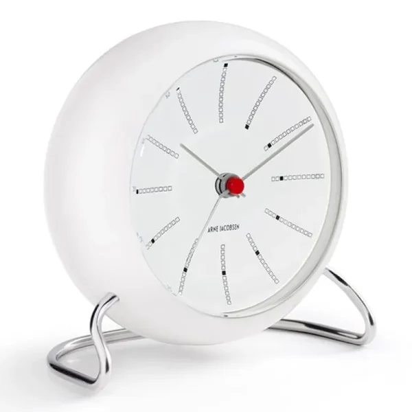 Arne Jacobsen AJ Bankers bordsklocka med alarm, vit