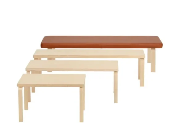 Artek Aalto bänk 153A, heltäckande sits, björk