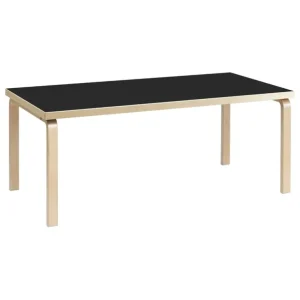 Artek Aalto bord 83, björk - svart linoleum