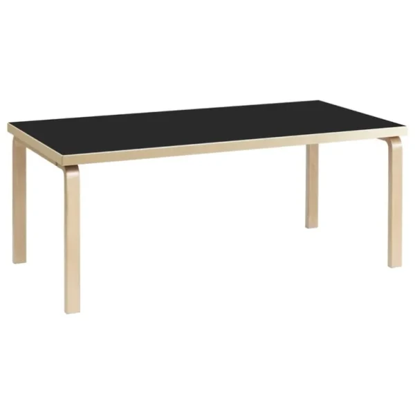 Artek Aalto bord 83, björk - svart linoleum