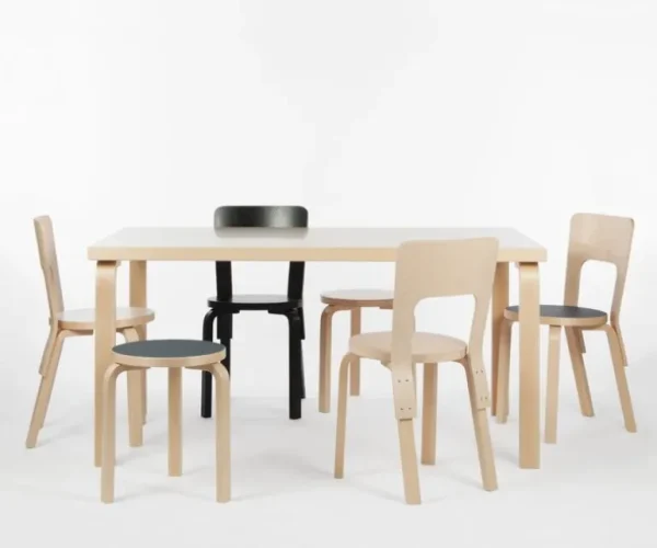 Artek Aalto bord 82A, björk - vit laminat