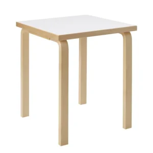 Artek Aalto bord 80C, 60 x 60 cm, björk - vitt laminat