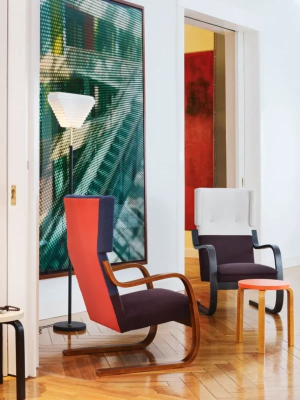 Artek Aalto fåtölj 401, björk - svart Hallingdal 190