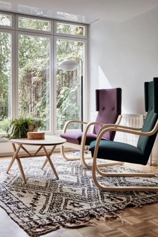 Artek Aalto fåtölj 401, björk - svart Hallingdal 190