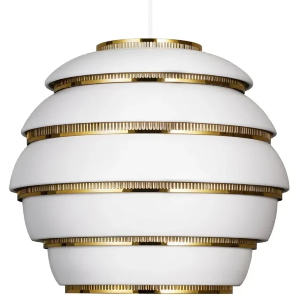 Artek Aalto pendellampa A331 ”Beehive”, vit - mässing