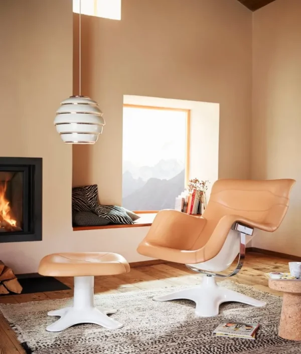 Artek Aalto pendellampa A331 ”Beehive”, vit - mässing