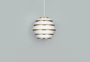 Artek Aalto pendellampa A331 ”Beehive”, vit - mässing