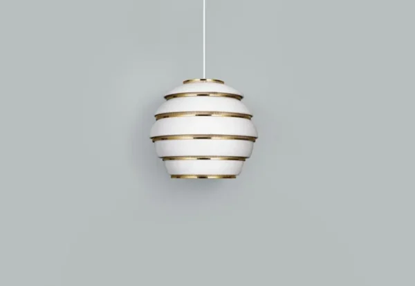 Artek Aalto pendellampa A331 ”Beehive”, vit - mässing