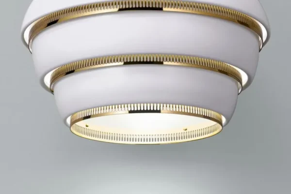 Artek Aalto pendellampa A331 ”Beehive”, vit - mässing