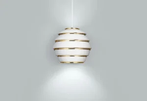 Artek Aalto pendellampa A331 ”Beehive”, vit - mässing