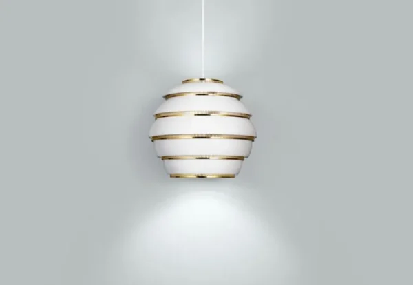 Artek Aalto pendellampa A331 ”Beehive”, vit - mässing