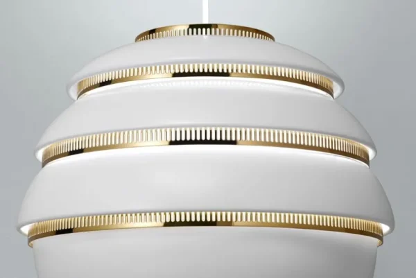 Artek Aalto pendellampa A331 ”Beehive”, vit - mässing