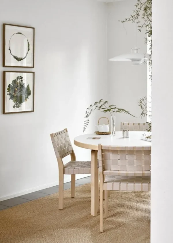 Artek Aalto stol 611, björk - naturlig/vit vävning