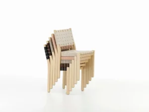 Artek Aalto stol 611, björk - naturlig/röd vävning