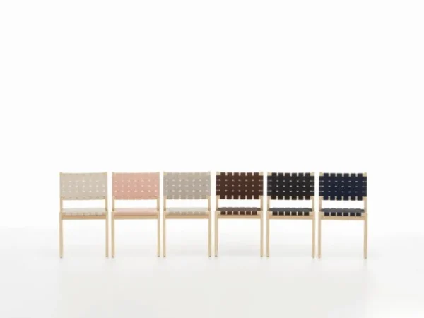 Artek Aalto stol 611, björk - naturlig/röd vävning