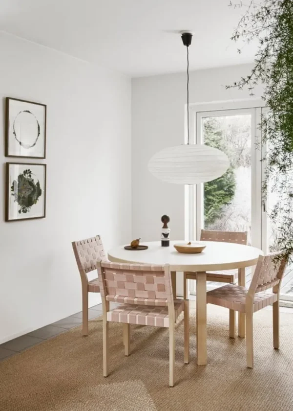 Artek Aalto stol 611, björk - naturlig/röd vävning