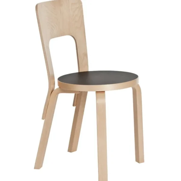 Artek Aalto stol 66, svart linoleum