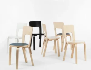 Artek Aalto stol 66, svart linoleum