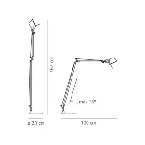 Artemide Tolomeo Lettura golvlampa, svart