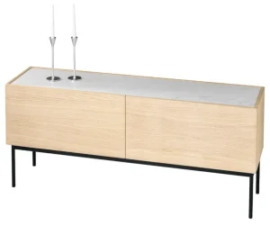Asplund Luc 160 skåp med lådor, marmorskiva, vit ek - char grey