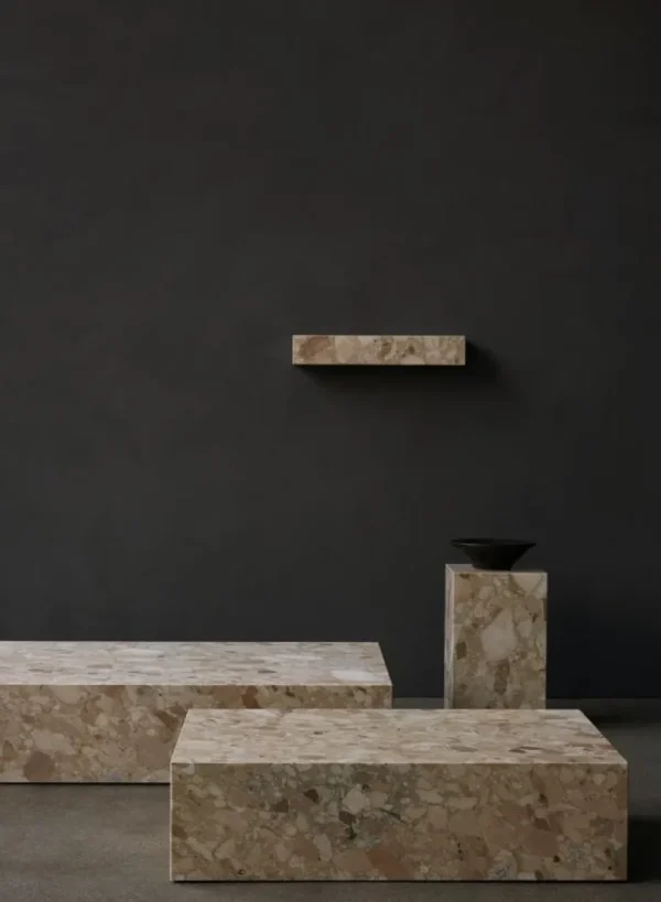 Audo Copenhagen Plinth bord, kub, Kunis Breccia marmor