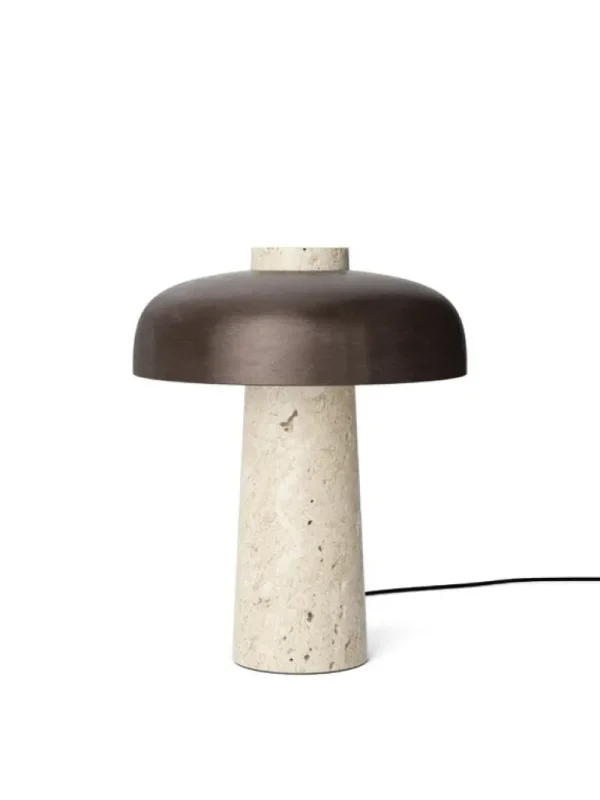 Audo Copenhagen Reverse bordslampa, bronserad mässing - travertin