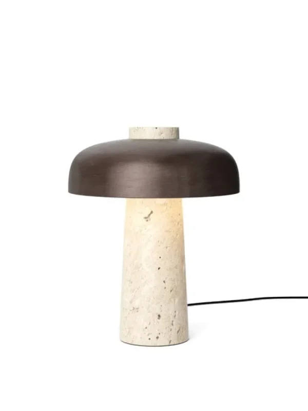 Audo Copenhagen Reverse bordslampa, bronserad mässing - travertin