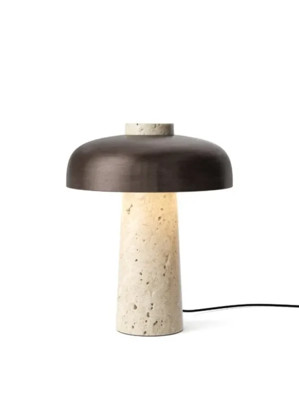 Audo Copenhagen Reverse bordslampa, bronserad mässing - travertin