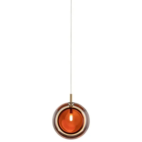 Bomma Lens Single pendel, amber - guld