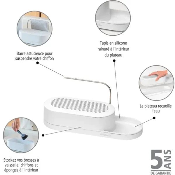 Brabantia SinkStyle ställ för köksredskap, Mineral Fresh white