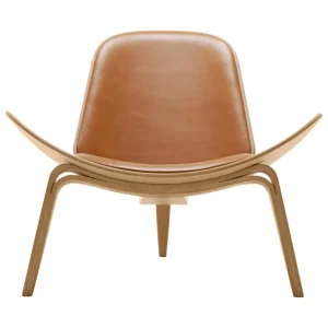 Carl Hansen & Søn CH07 Shell loungefåtölj, oljad ek - cognac läder Sif 95