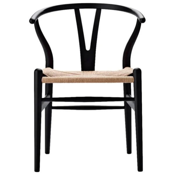 Carl Hansen & Søn CH24 Wishbone-stol, mjuk svart - naturlig snöre