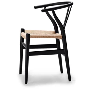 Carl Hansen & Søn CH24 Wishbone-stol, mjuk svart - naturlig snöre