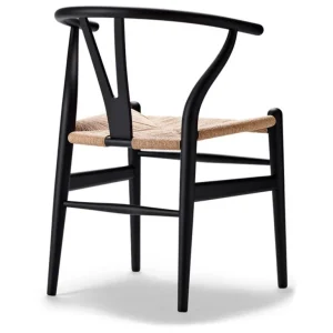 Carl Hansen & Søn CH24 Wishbone-stol, mjuk svart - naturlig snöre