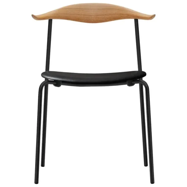 Carl Hansen & Søn CH88P stol, svart stål - svart läder - oljad ek