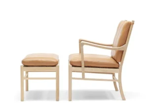 Carl Hansen & Søn OW149 Colonial loungefåtölj, oljad ek - cognac läder Sif 95