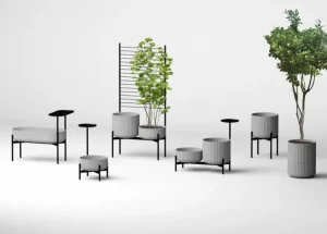 Elementa Klorofyll blomkruka med spaljé, oval, grå