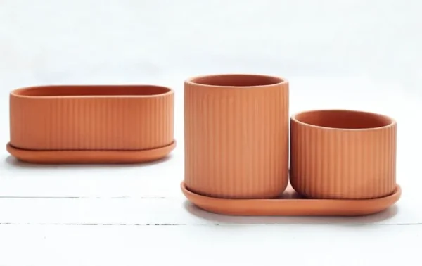 Elementa Klorofyll set med blomkrukor, terrakotta