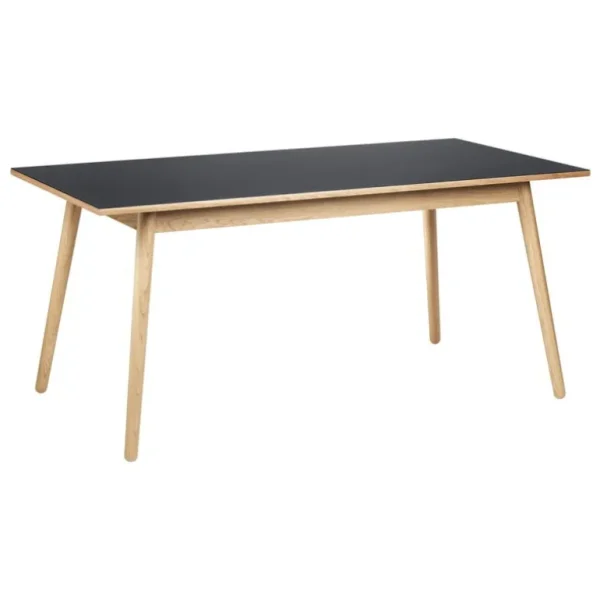 FDB Møbler C35B matbord, 160 x 82 cm, ek - svart linoleum