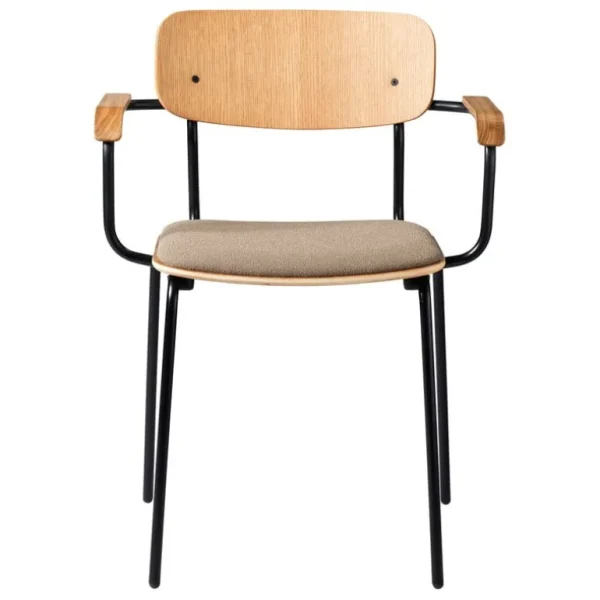 FDB Møbler J183 Holmen stol med armstöd, ekfaner - Grain Taupe