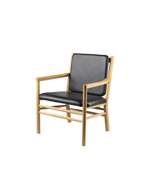 FDB Møbler J147 lounge-stol, ek - svart läder
