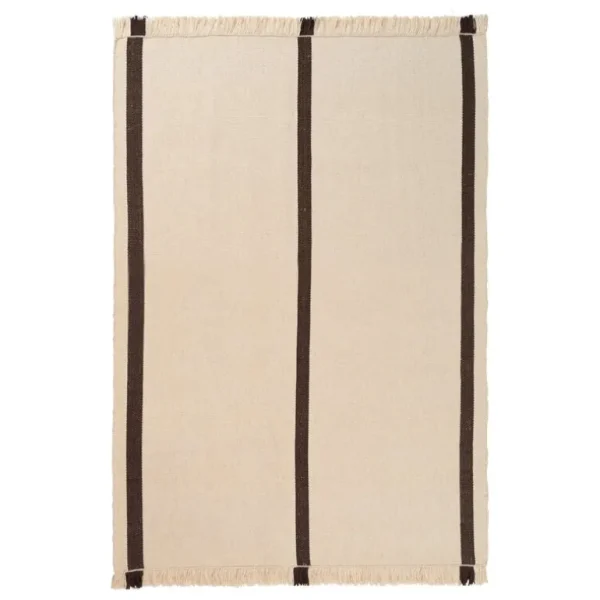 ferm LIVING Calm Kelim-matta, 140 x 200 cm, naturvit - kaffe