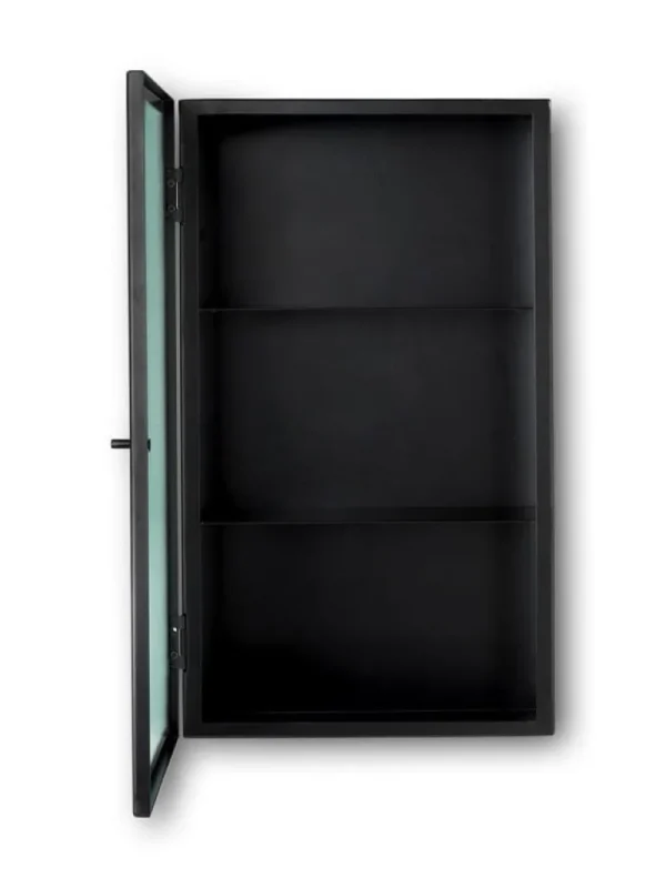 ferm LIVING Haze väggskåp, ribbat glas, svart