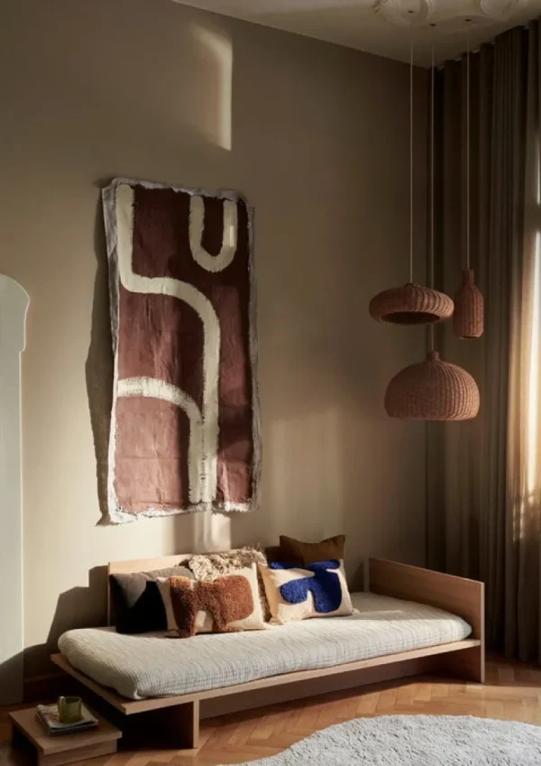 ferm LIVING Lay kudde, 40 x 60 cm, sand - klarblå