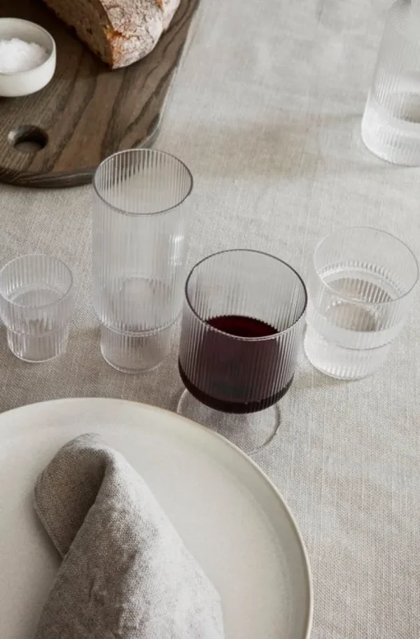 ferm LIVING Ripple glas, 4-pack, ofärgad