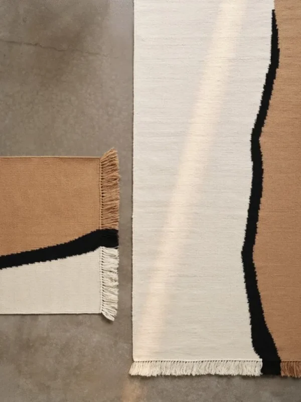 ferm LIVING Soil Kelim löpare, 70 x 180 cm, dark sand - off-white